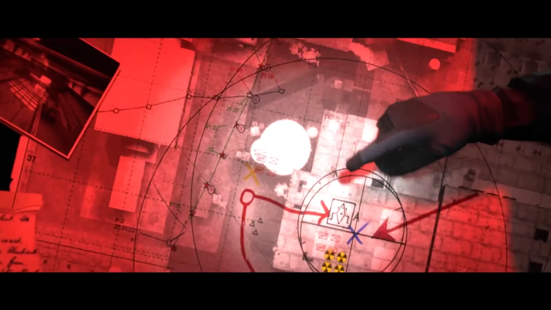 A dramatic red-lit action frame from an editing study