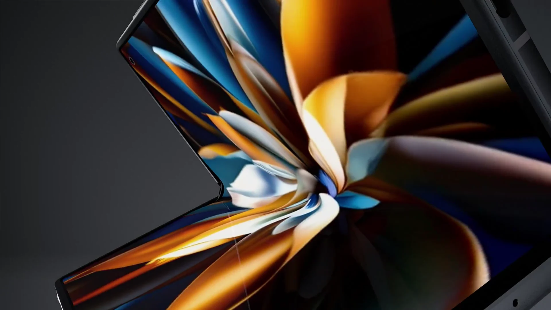 vivo X Fold5 unfolding against a dark background with a colorful screen